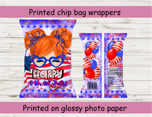 Load image into Gallery viewer, Patriotic printed chip bag wrappers red head