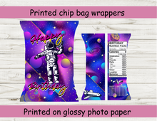 Load image into Gallery viewer, Space themed Birthday chip bag wrapper set of 10