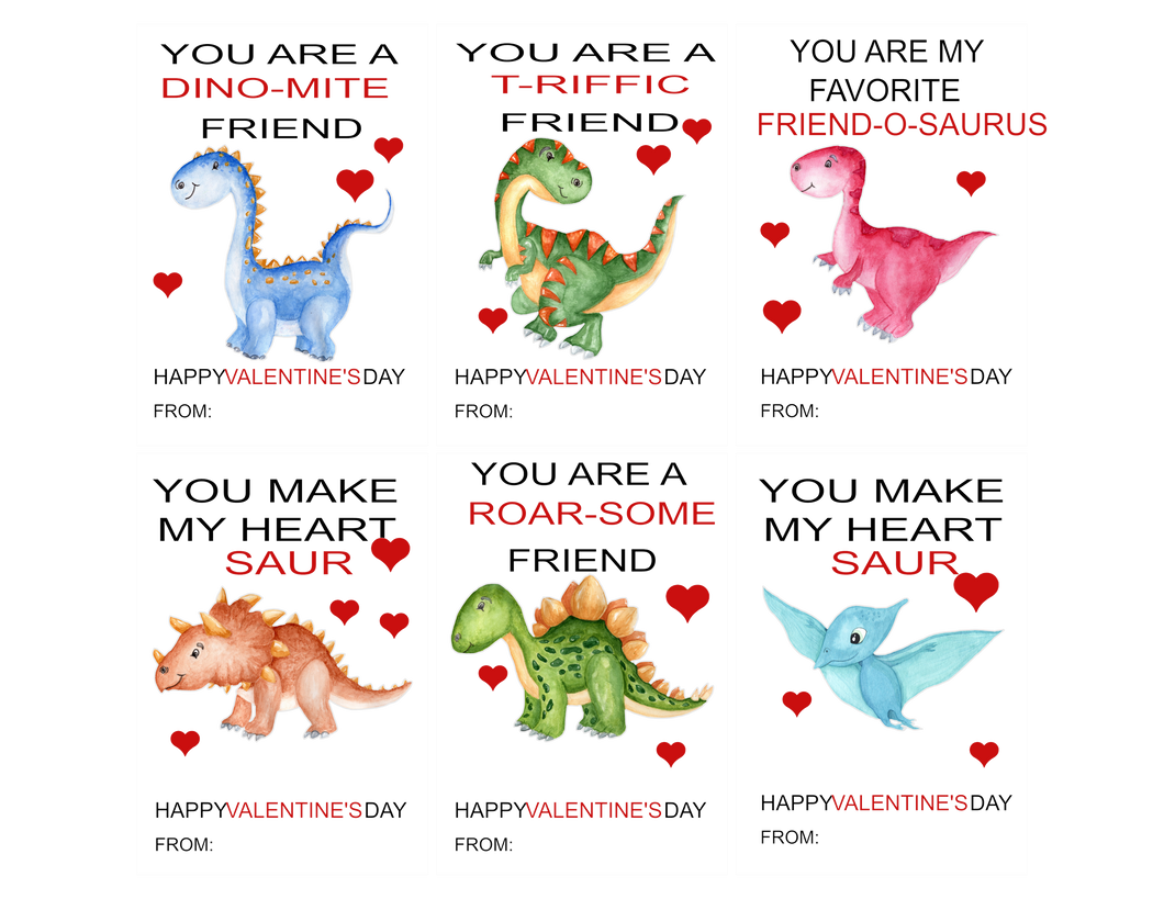 VALENTINE DINO digital printable- Valentines Day