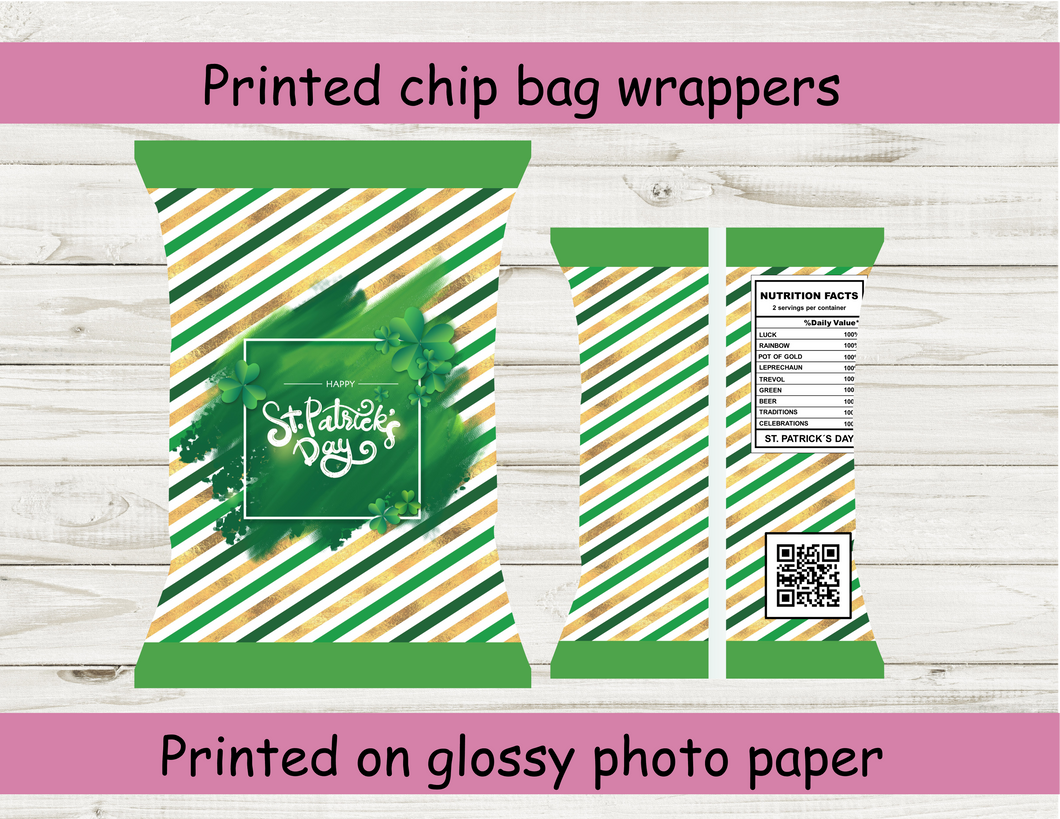 St Patrick's Day printed chip bag wrappers